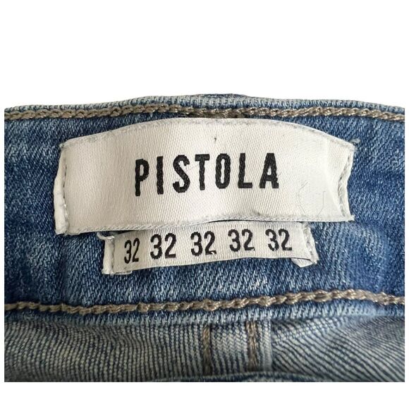 Pistola Womens Medium Wash Mid Rise Distressed Raw Hem Skinny Jeans 32 - Picture 7 of 8